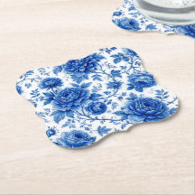 Flow Blue Blossoms Roses Peonies Cobalt Blue White