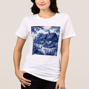 Flow Blue Style English Country Cottage Roses Tri-Blend Shirt