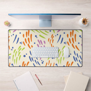 Flow in Blue, Orange, Purple, Green, and Cream Desk Mat