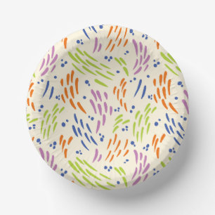 Flow in Blue, Orange, Purple, Green, and Cream Paper Plate