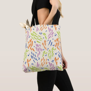 Flow in Blue, Orange, Purple, Green, and Cream Tote Bag
