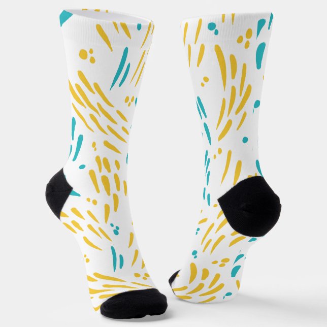 Flow in Turquoise and Yellow Socks (Angled)