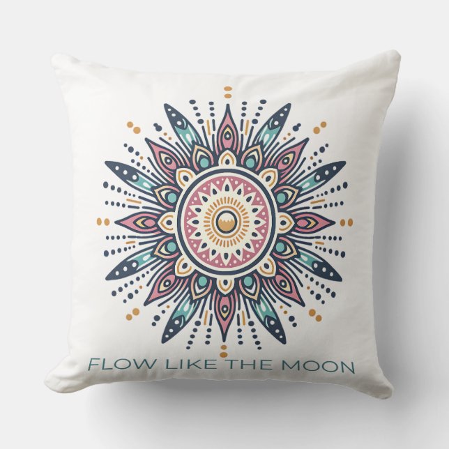 Flow Like the Moon Mandala Spiritual Design Cushion (Front)