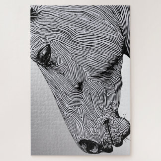 Flow of the Wild Minimalist Line Art Horse Jigsaw Puzzle
