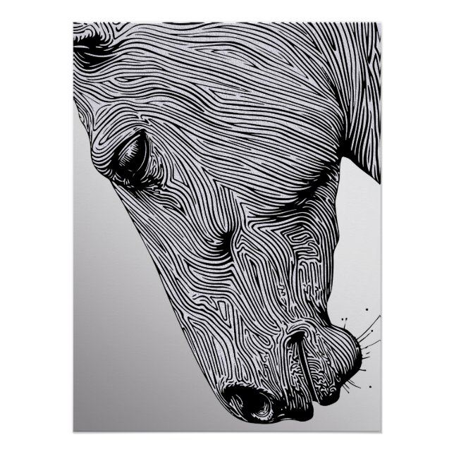 Flow of the Wild Minimalist Line Art Horse Poster (Front)