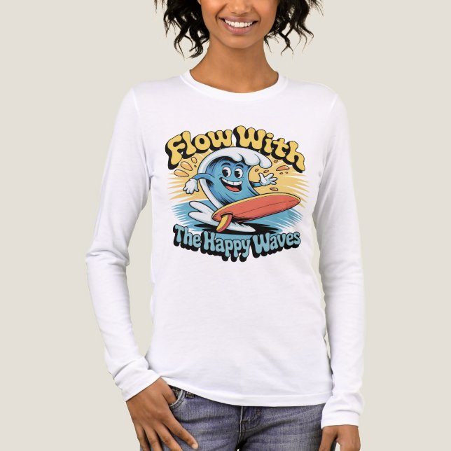 Flow With The Happy Waves Retro Surf Vibes Women's Tri-Blend Shirt (Front)