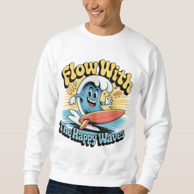 Flow With The Happy Waves Surf Style Men’s Tee (Front)