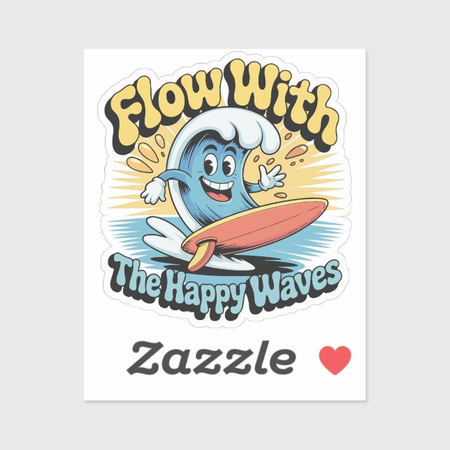 Flow With The Happy Waves Waterproof Sticker (Sheet)