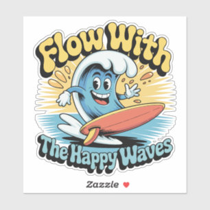 Flow With The Happy Waves Waterproof Sticker