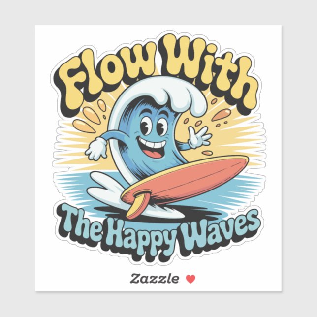 Flow With The Happy Waves Waterproof Sticker (Sheet)