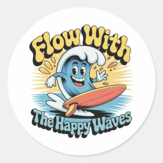 Flow With The Happy Waves Waterproof Sticker