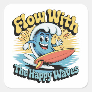 Flow With The Happy Waves Waterproof Sticker