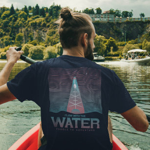 Flow With The Water Kayaking Kayaker Wavy Lines T-Shirt