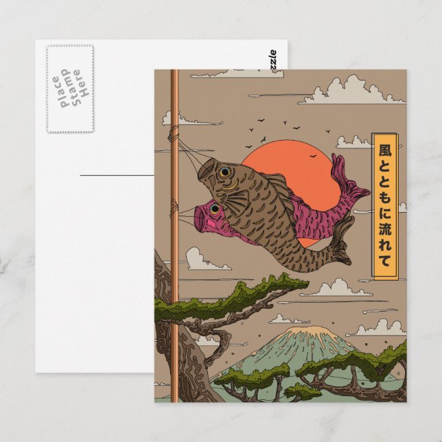 Flow with the Wind Koinobori Postcard (Front/Back)
