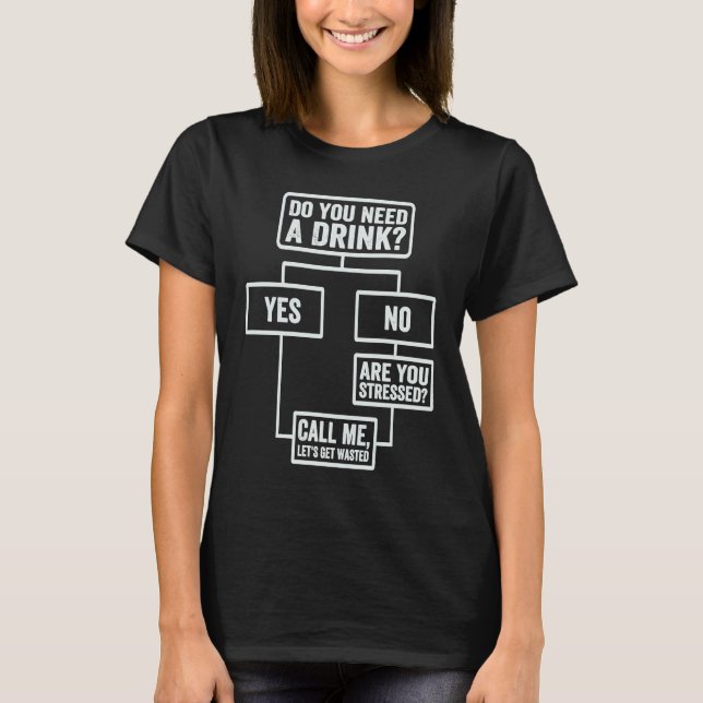 Flowchart  Do You Need A Drink  Monday Work  1 T-Shirt (Front)
