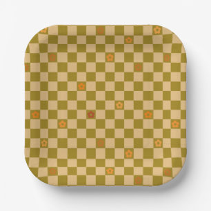 Flowe Checkered Pattern - No. 02 Paper Plate