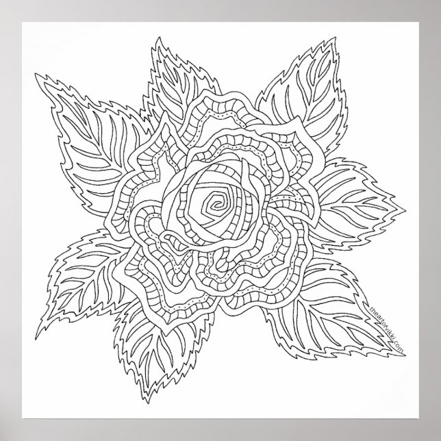 Flower 020617 Adult Colouring Rose Colour This Fun Poster (Front)