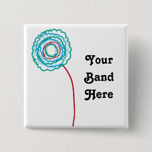 Flower 15 Cm Square Badge