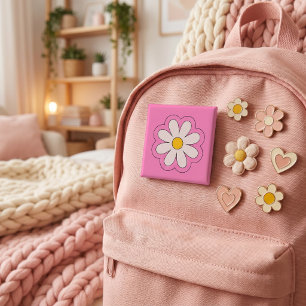 Flower 15 Cm Square Badge