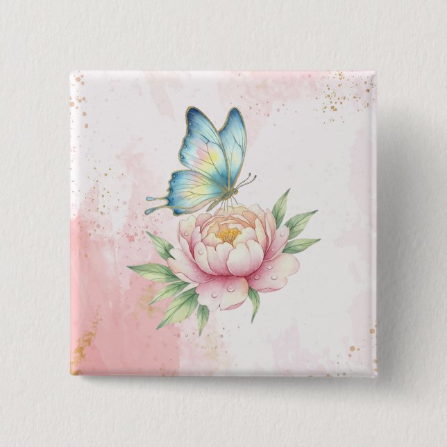 Flower 15 Cm Square Badge (Front)