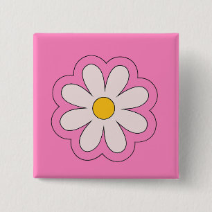 Flower 15 Cm Square Badge