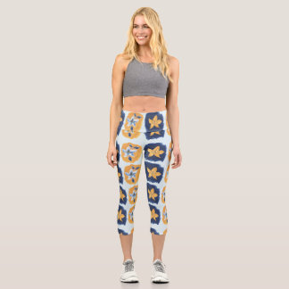 Flower abstract pattern capri leggings