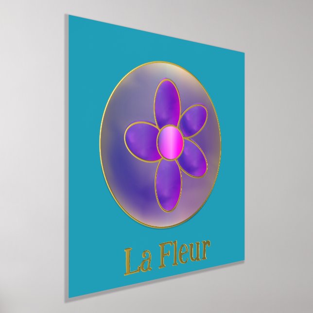 Flower Abstract Purple Teal Hot Pink Gold Foil Prints (Laydown)