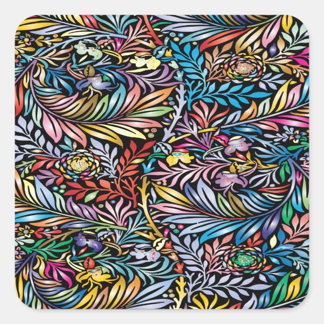 Flower Abstract Wallpaper Pattern Wallpaper Backgr Square Sticker (Front)