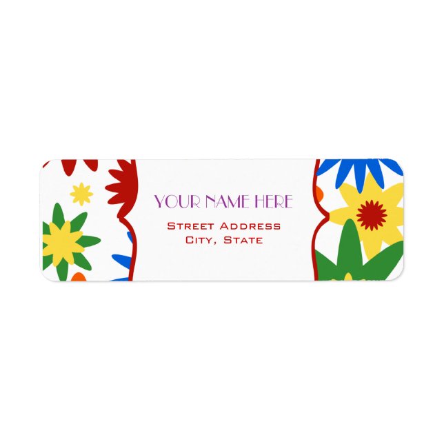 Flower Address Label - Bright Colours (Front)