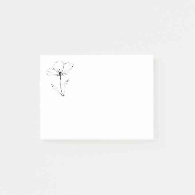Flower aesthetic line art illustration post-it notes (Front)