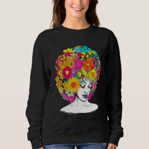 Flower Afro Women Black Queen African American Mel Sweatshirt