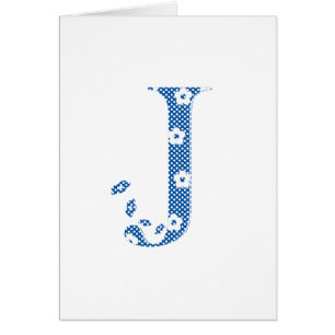 flower alphabet J (blue and dots)
