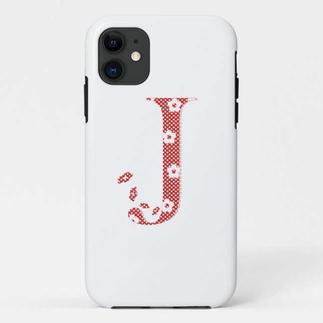 flower alphabet J (red and dots)l Case-Mate iPhone Case (Back)