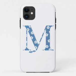 flower alphabet M (blue and dots) Case-Mate iPhone Case