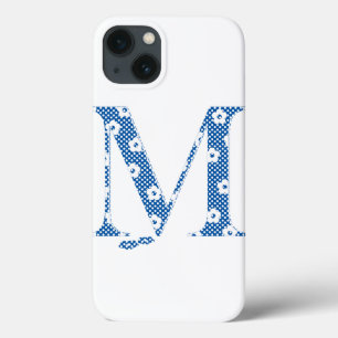flower alphabet M (blue and dots) iPhone 13 Case