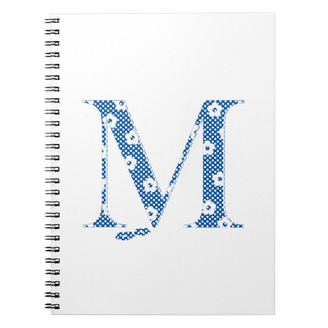 flower alphabet M (blue and dots) Notebook (Front)