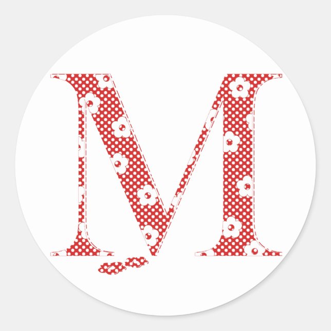 flower alphabet M (red and dots) Sticker (Front)