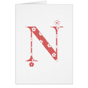 flower alphabet N (red and dots)