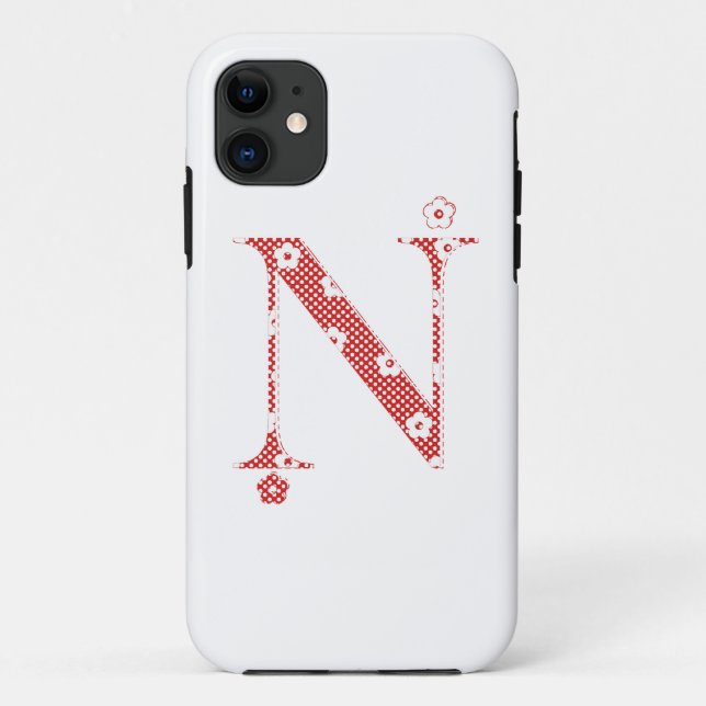 flower alphabet N (red and dots) Case-Mate iPhone Case (Back)