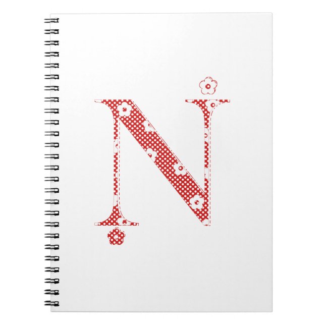 flower alphabet N (red and dots) Notebook (Front)