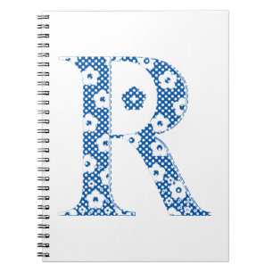 flower alphabet R (blue and dots) Notebook