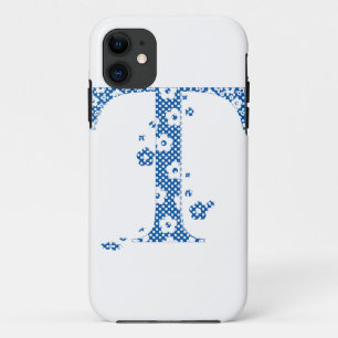 flower alphabet T (blue and dots) Case-Mate iPhone Case