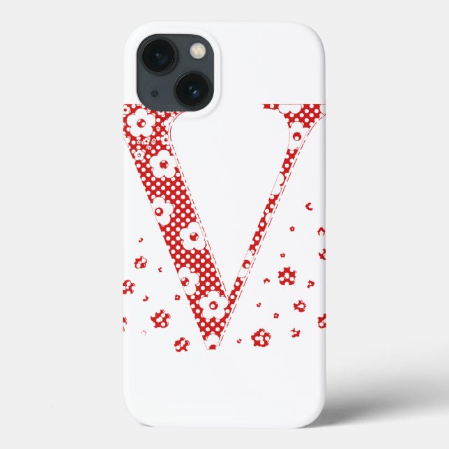flower alphabet V (red and dots) Case-Mate iPhone Case (Back)