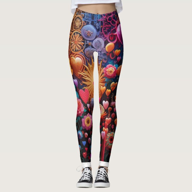 flower and 3d art leggings (Front)