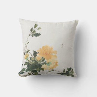 Flower and Bee Nature Art Design Cushion