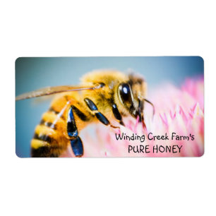 Flower and Bee Personalised Honey Label