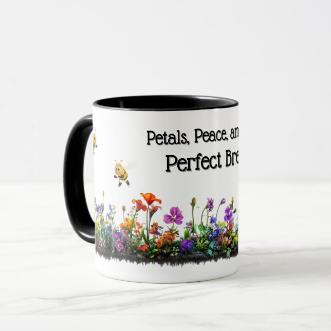 Flower and Bees Coffee Mug (Front Left)