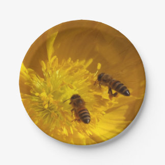 Flower and bees paper plates