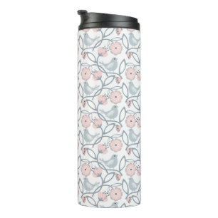 Flower and Birds Seamless Pattern Thermal Tumbler