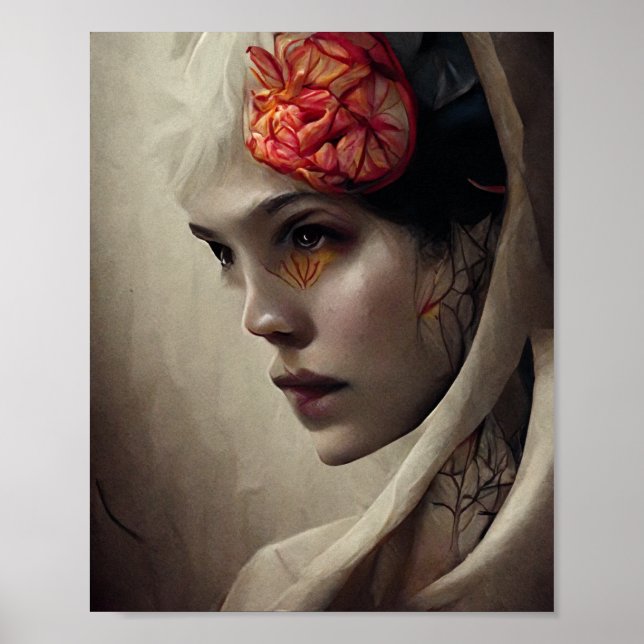 Flower and Bone 4 Surreal Gothic Fantasy Art Poster (Front)